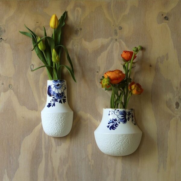 Wandbloempot Blauw Bloesem - Porselein - Afbeelding 2