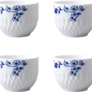 Eierdopje Blauw Vouw - Porselein - 5 cm - 4 stuks