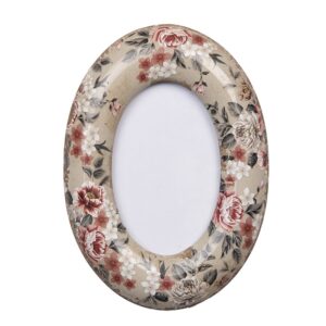 Clayre & Eef Fotolijst 9x13 cm Beige Keramiek Bloemen
