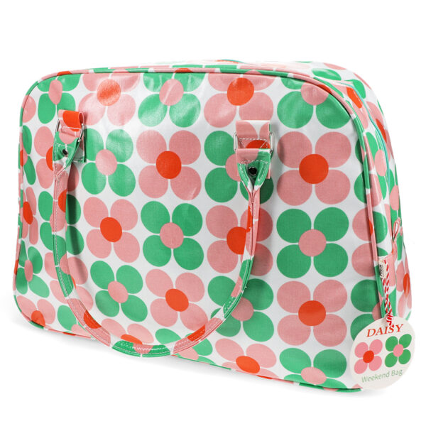 Rex London - weekendtas kunststof - Daisies roze-groen