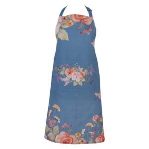 Clayre & Eef Keukenschort 70x85 cm Blauw Katoen Bloemen