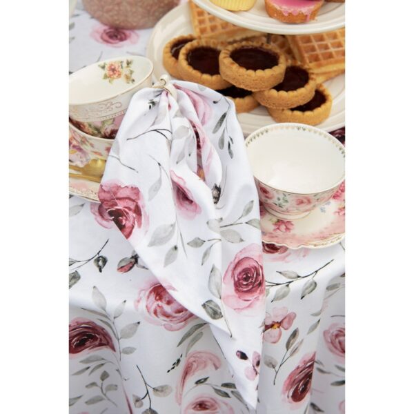 Theedoek Wit Roze Katoen Rechthoek Rozen