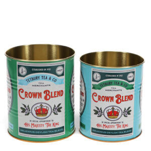 Rex London Retro Storage Tins - Bewaarblikken medium - Crown Blend - Groen/Blauw