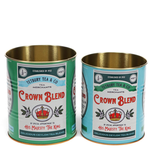 Rex London Retro Storage Tins - Bewaarblikken medium - Crown Blend - Groen/Blauw