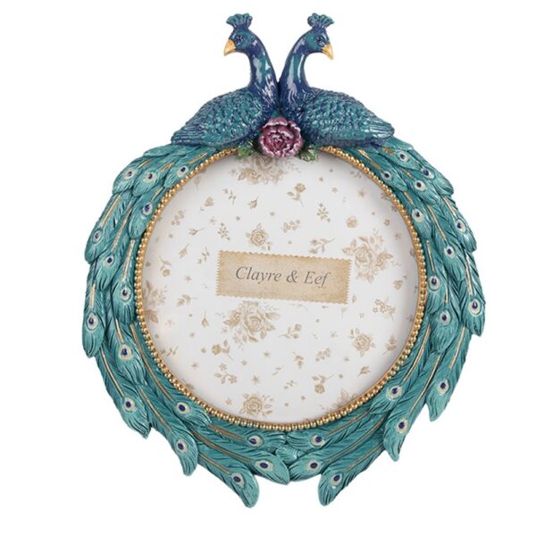 Clayre & Eef Fotolijst Ø 13 cm Blauw