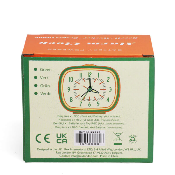 Rex London - Retro wekker 'Classic' - Groen - Afbeelding 2