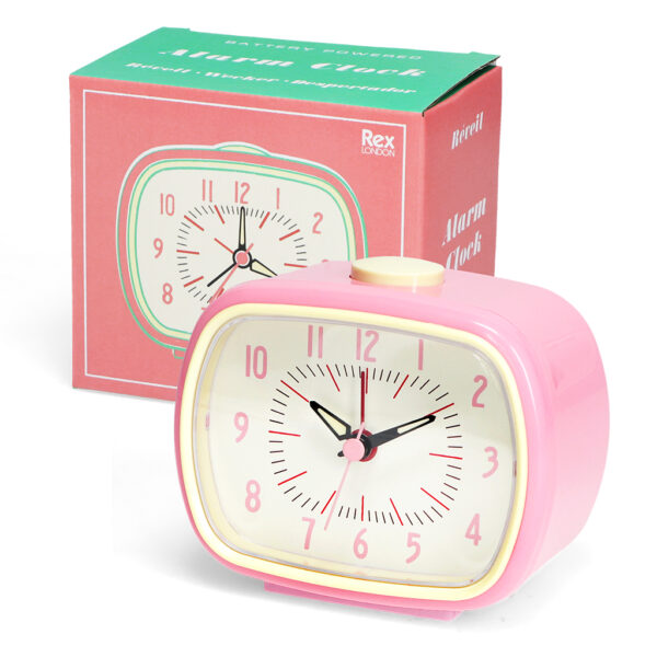 Rex London - Retro wekker 'Classic' - Roze - Afbeelding 2