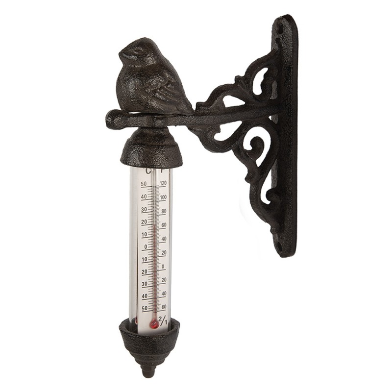 Clayre & Eef Thermometer Buiten 3x11x16 cm Bruin Metaal