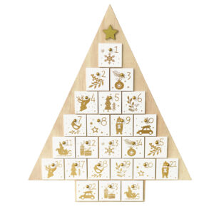 Houten Kerstboom Adventskalender met gouden details van Rex London