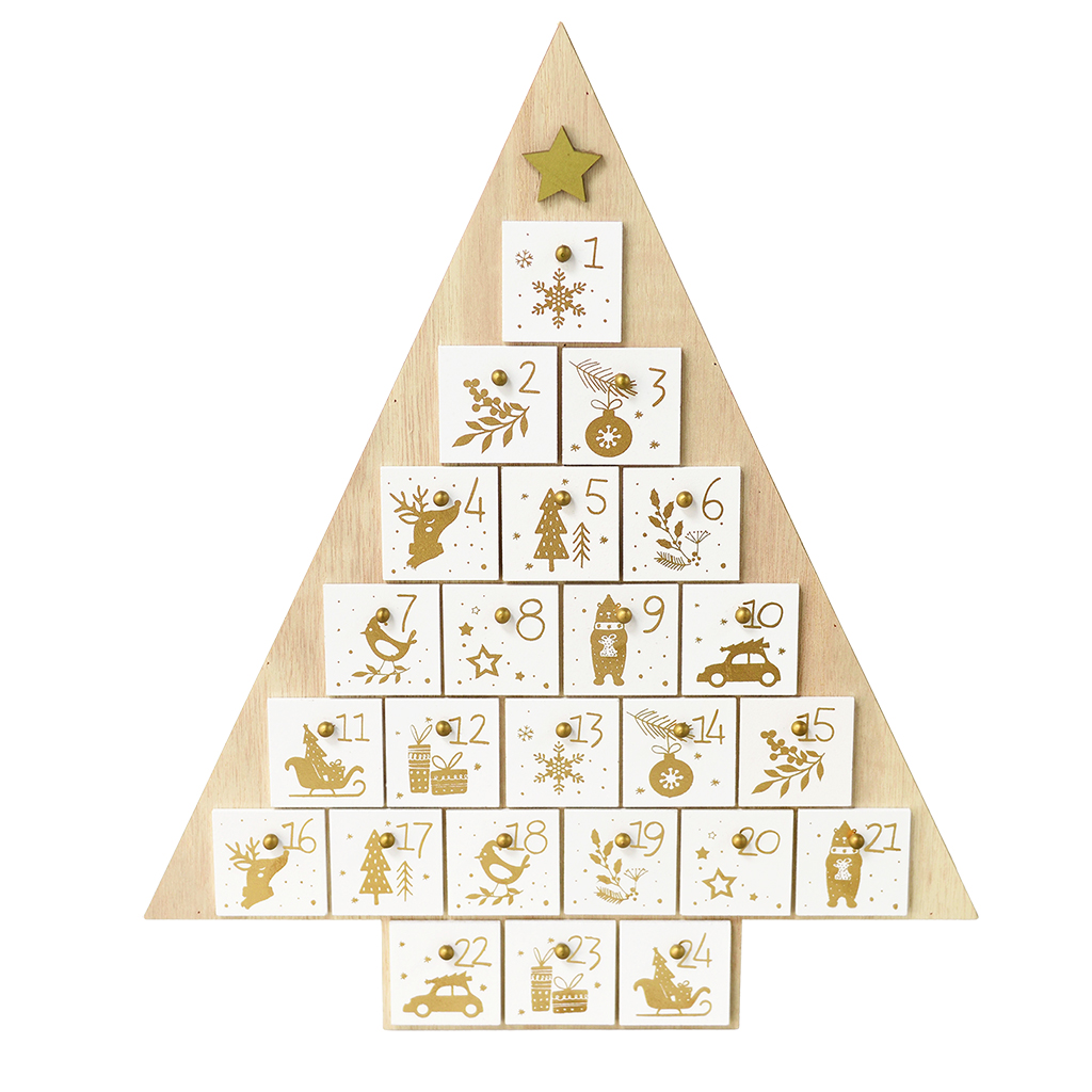 Houten Kerstboom Adventskalender met gouden details van Rex London