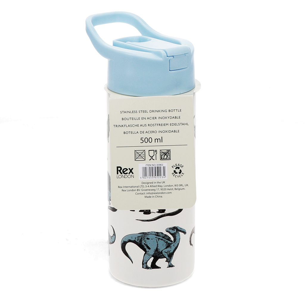 Drinkfles roestvrijstaal met drinktuit dino / dinosaurus van Rex London - Afbeelding 3