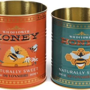 Rex London Retro Storage Tins - Bewaarblikken Medium - Honey - Rood/Petrol