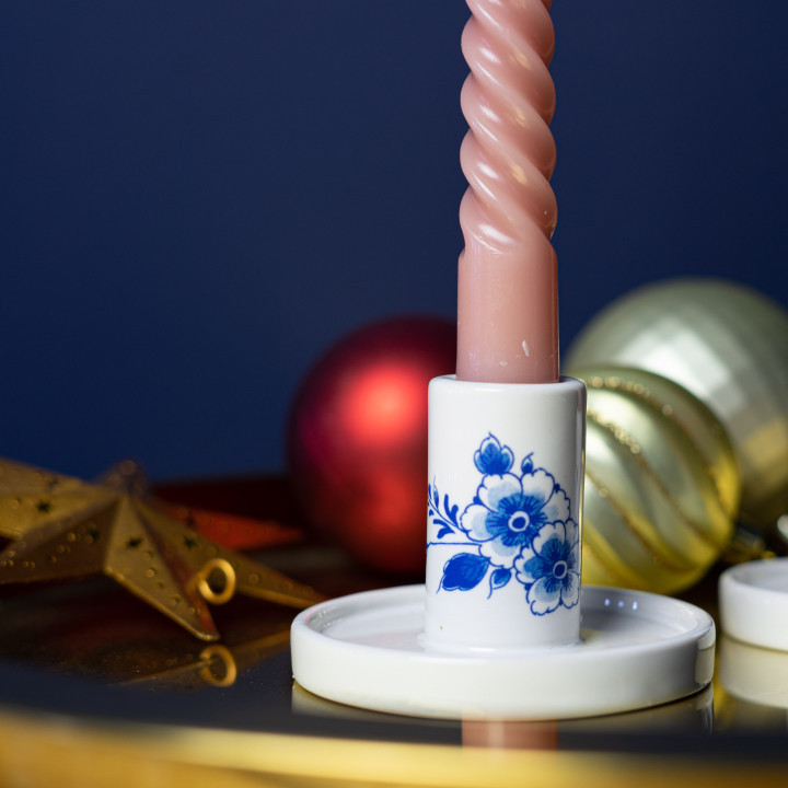 Heinen Delfts Blauw - Kandelaar - Bloem - Afbeelding 3
