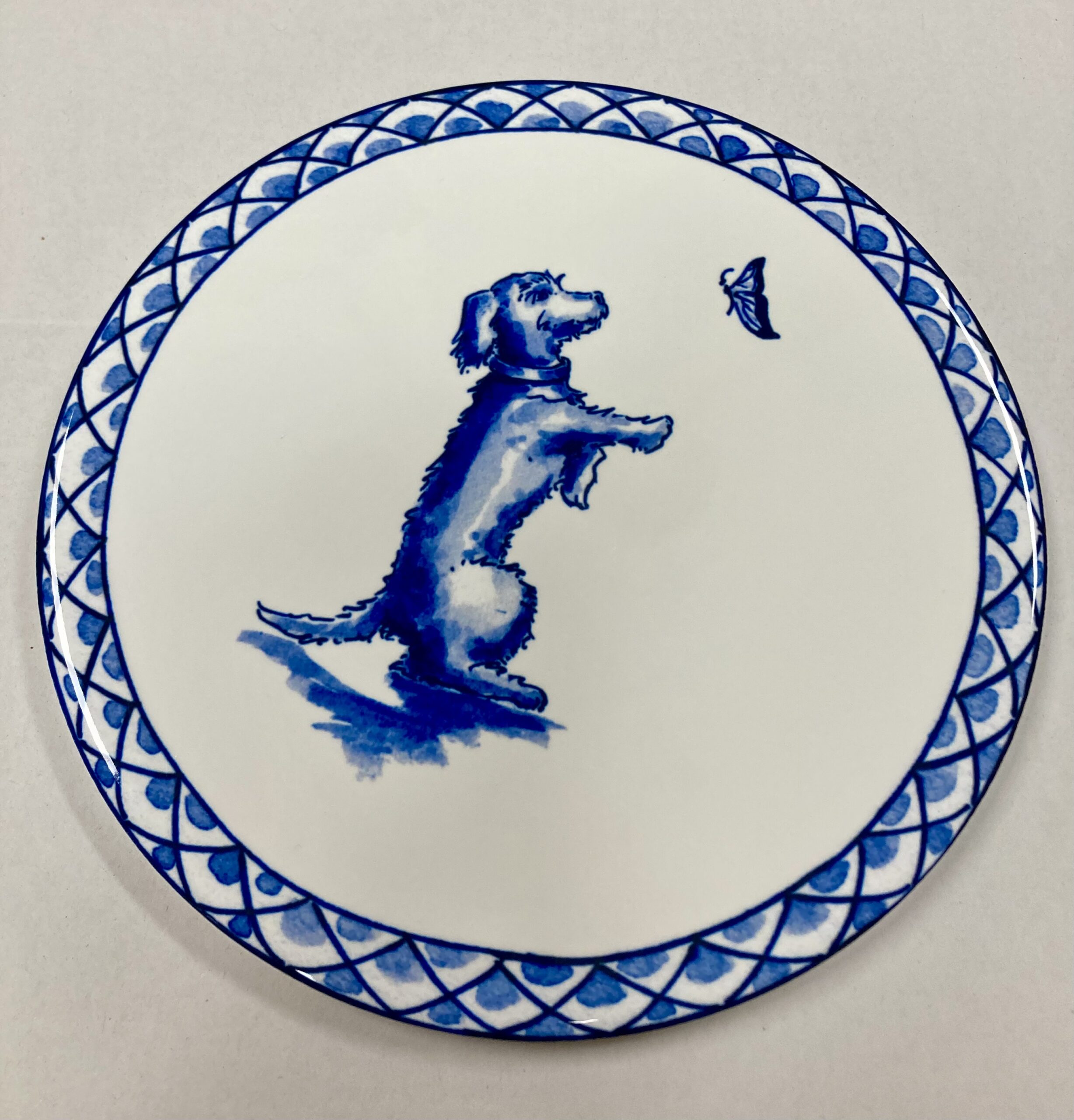 Heinen Delfts Blauw Teckel Nhaan - pannenonderzetter - 18 cm