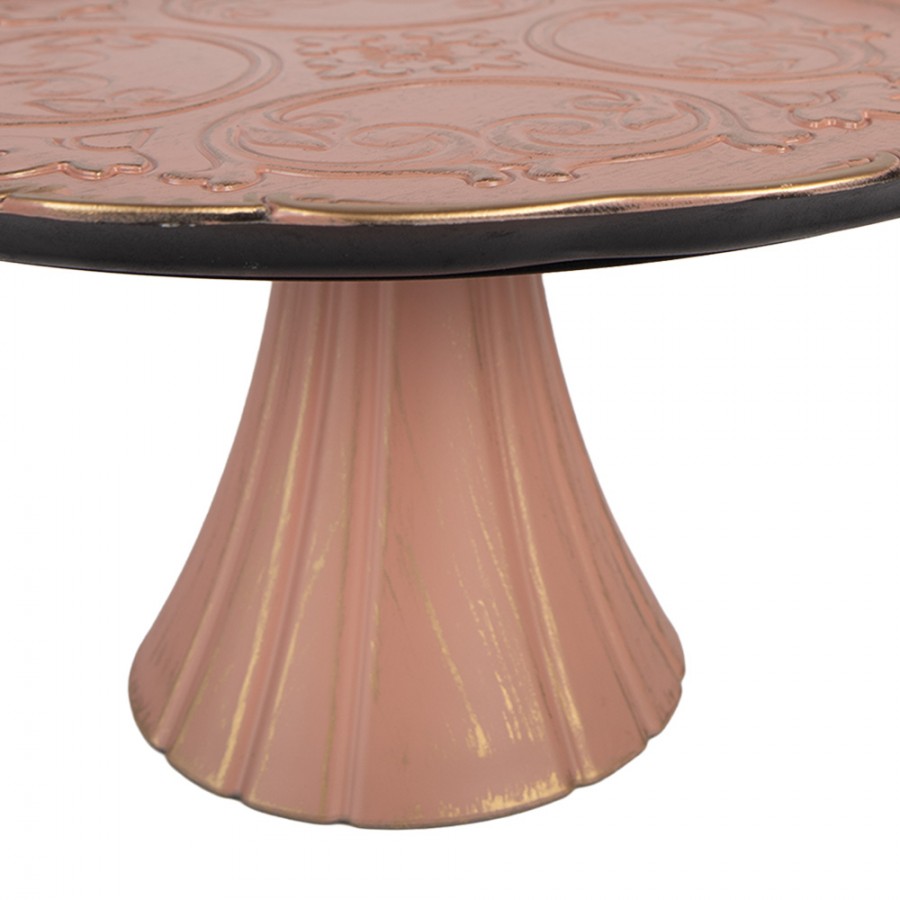 Clayre & Eef Taartplateau op Voet Ø 33x14 cm Roze Kunststof - Afbeelding 3