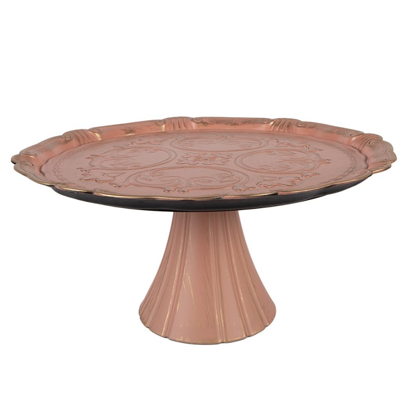 Clayre & Eef Taartplateau op Voet Ø 33x14 cm Roze Kunststof