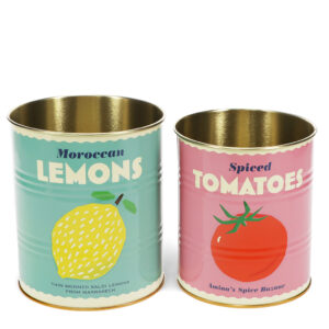 Rex London Retro Storage Tins - Bewaarblikken Medium - Lemon and Tomato - Aqua/Roze