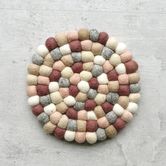 Beyoona - Vilten Onderzetter - Bolletjes - 20 cm - Roze