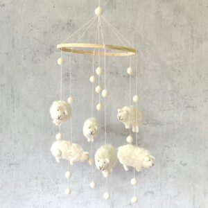 Mobiel 6 Schaapjes - 21cm - Vilten Figuren - BeYoona - Fairtrade