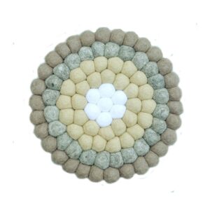 Onderzetter vilt rond bruin-taupe-crème-wit 20 x 2 cm
