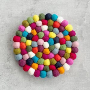 Onderzetter multicolour vilten bolletjes