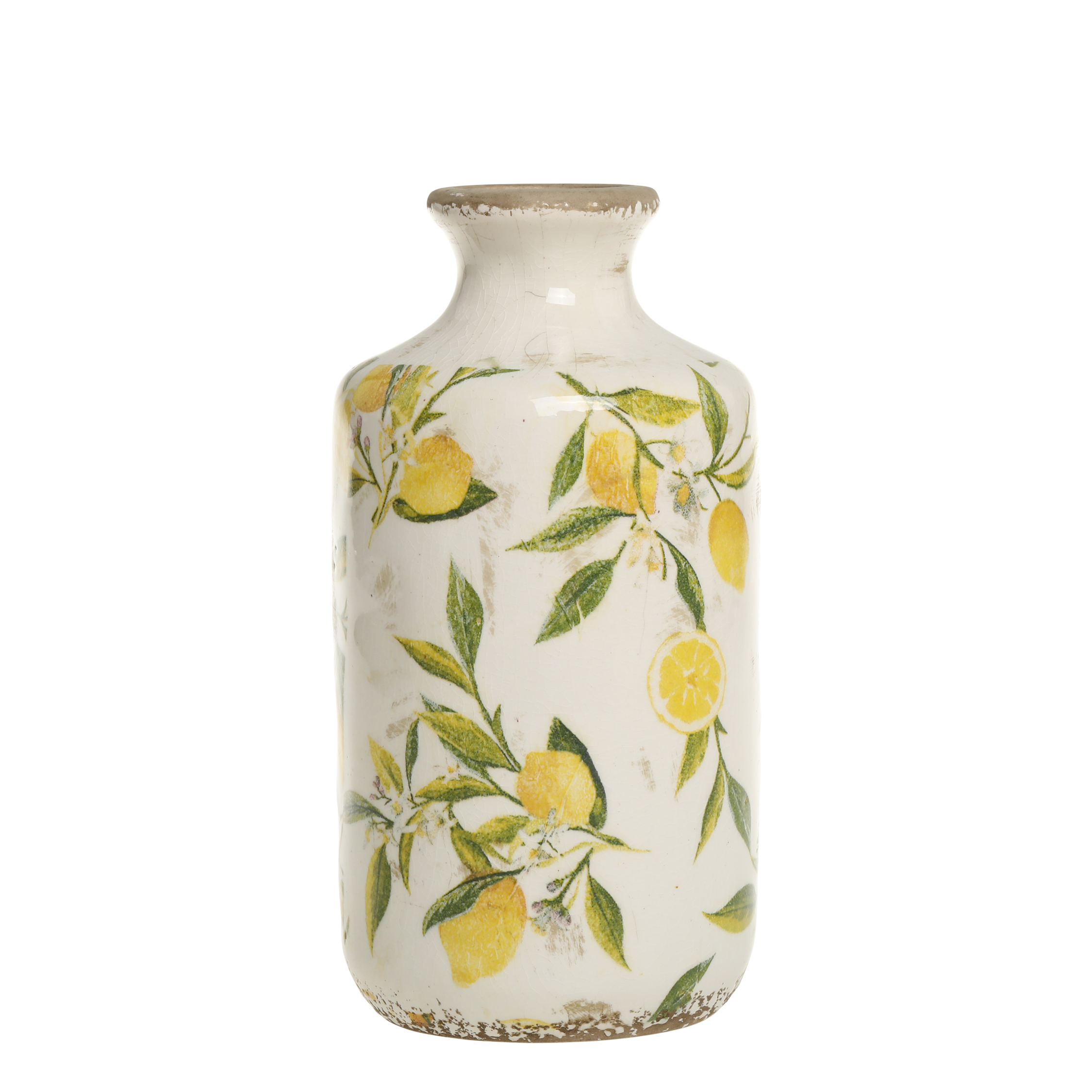 Chic Antique Limone Fles / Vaas met Citroenenmotief