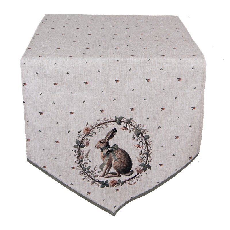 Clayre & Eef Tafelloper 50x160 cm Beige Katoen