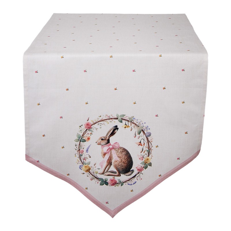 Clayre & Eef pasen Tafelloper 50x160 cm Beige Katoen
