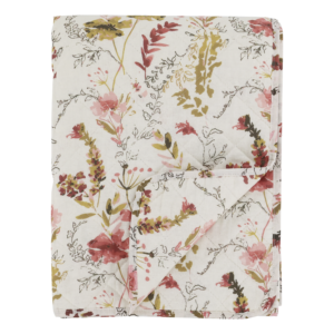 Chic Antique Aix Quilt met Wilde Bloemen – Plaid / Bedsprei 130×180 cm – Katoen – Landelijke Stijl