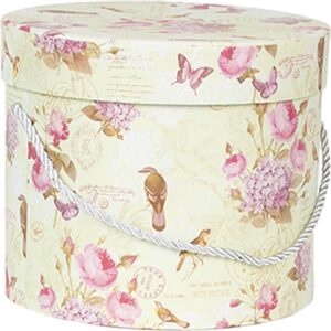 Clayre & Eef Opbergdoos Set van 3 23x20 / Ø 20x17 / Ø 17x14 cm Groen Karton Bloemen