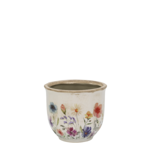 Chic Antique Fleurville Bloempot / Plantenpot – Met Wilde Bloemen decoratie – Frans-landelijke Decoratie
