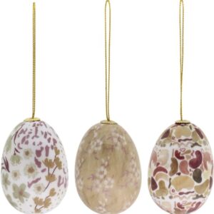 chic antique Paaseieren met Bloemen – Set van 3